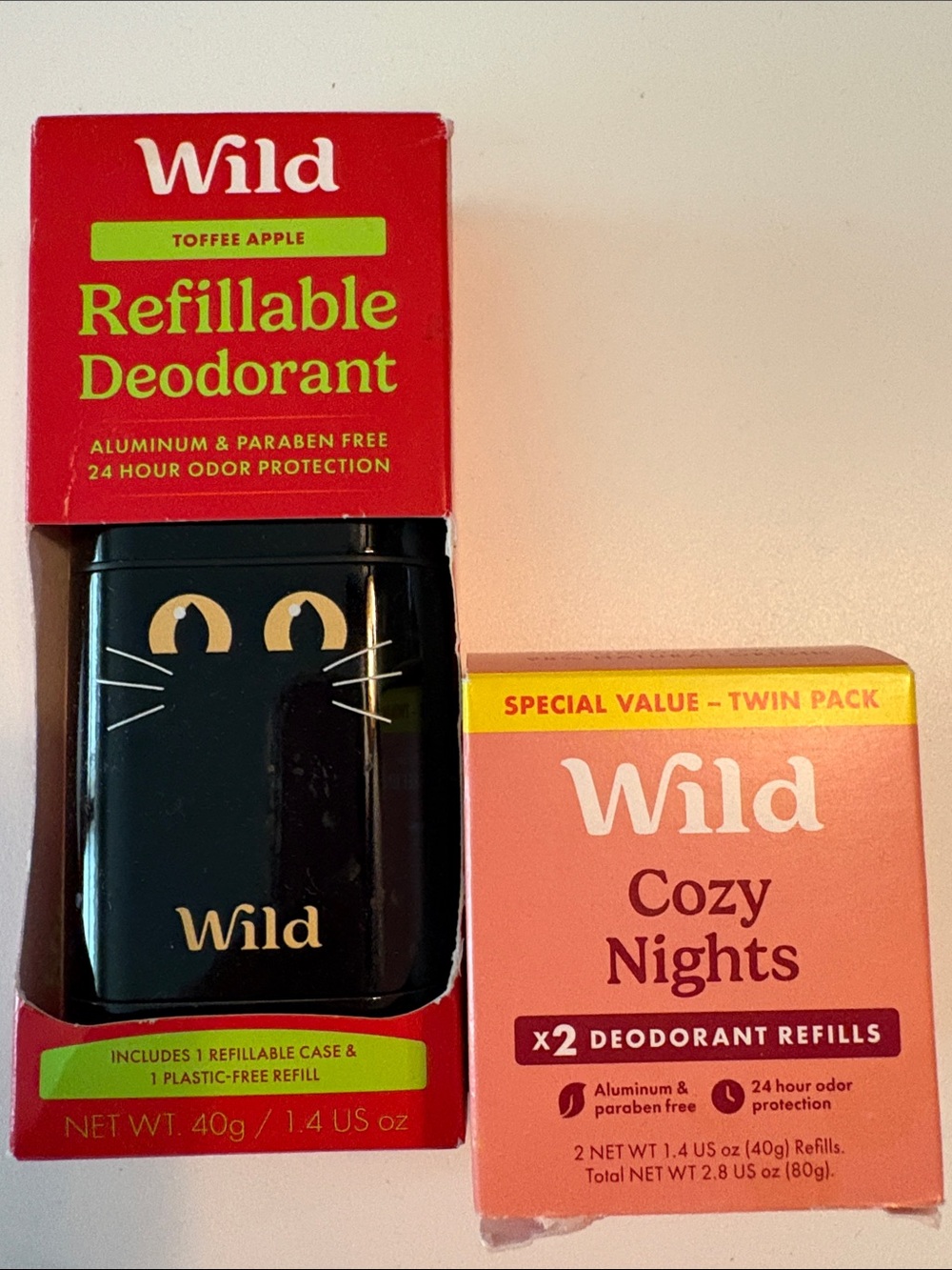 Wild black cat toffee Apple, cozy nights Deodorant Duo Pack refillable new